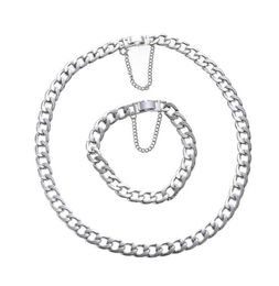 Chains 7Rings Trendy Hip Style Fashion Stainless Steel Chain Necklace And Bracelet For Women Men Student Jewelry Accessories Gift7937904