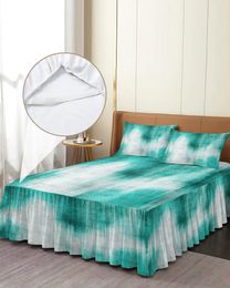 Bed Skirt Abstract Modern Line Water Green Elastic Fitted Bedspread With Pillowcases Mattress Cover Bedding Set Sheet