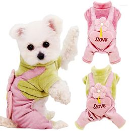 Dog Apparel Fashion Clothes Warm Jumpsuits Cute Pet Puppy Pyjamas Floral Pattern Cat Kitten Overalls Chihuahua