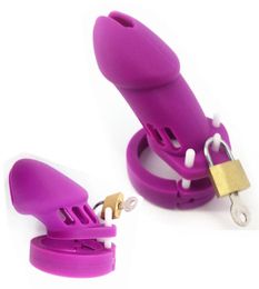 Purple CB6000 CB6000S Silicone Male Devices Soft Cage with 5 Cock Rings Penis Sleeve Cock Cage for Male G7-2-9 T2006281583544