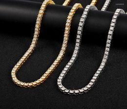 Chains Iced Out Classic Micro Tennis Necklace 4mm CZ Chain Fold Over Clasp Hip Hop For Men Gift ChainChains1363508