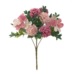 Decorative Flowers Flower Plants Artificial Decoration Silk Hydrangea Faux Bouquet 16 Heads Home