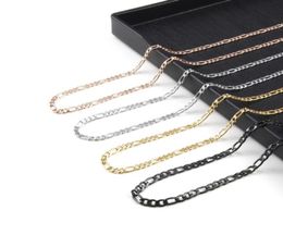 Chains Stainless Steel Base Curb Cuban Link Chain Necklace For Women Men Figaro Rose Gold Silver Solid Metal Jewellery Gifts Fashion3251921