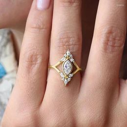 Wedding Rings CAOSHI Rhombus Shape Ring Female Gorgeous Fashion Finger Jewellery With Brilliant Zirconia Gold Colour Accessories For