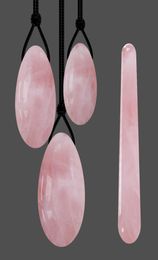 Rose Quartz Yoni Egg And Wand Set Natural Pink Poished Stone Vaginal Tightening Love Eggs Healthy Kegel Exerciser Wands Feminine H8089558