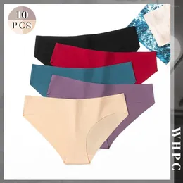 Women's Panties 10PCS Ice Silk Briefs Set Comfy Kit With 10 Pieces Female Skin-Friendly Underwear Lot Of Units Soft Lingerie