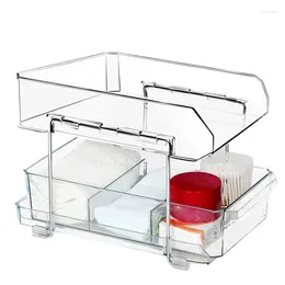 Storage Bags Under Sink Organisers And Double-Tier Pull Out Organiser Drawers Bathroom Vanity Counter Organising Tray Clear