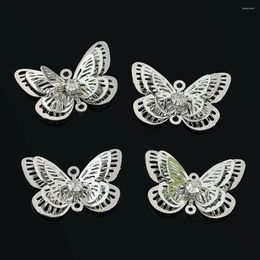 Charms 2PCS Metal Crafts Butterfly Pendant Connectors Filigree Flower Wraps For Jewellery Making Home Decor Accessories Supplies