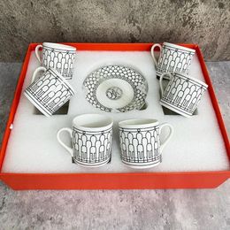Cups Saucers Mugs 80ml Set Of 6 Ceramic Espresso Insulated Tea Coffee Double Wall Dishwasher Safe