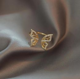 Wedding Rings Fashion Animal Butterfly Ring With Gold Plated Opening Adjustable Elegant Lady Charm Jewellery Birthday Delicate Gift2787762