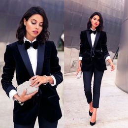 Velvet Women Prom Suits Peaked Lapel Lady Office Tuxedos For Wedding Guest Wear Slim Fit Evening Formal Blazers Two Pieces Jackets 3371