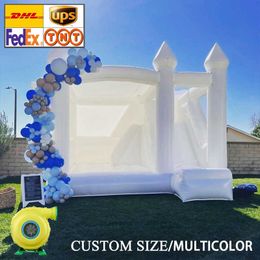 Pastel Pink Mini Rainbow Inflatable Bounce House Jumping Castle With Slide Indoor For KIds with blower free ship to your door-01