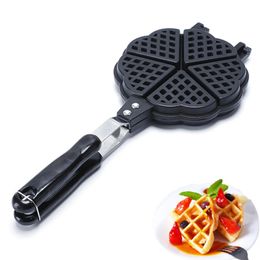 Non Stick Waffle Maker Pan DIY Press Plate Portable Easy Clean Bakeware Mini 6 Stovetop Making Mould for Snacks Breakfast 240509