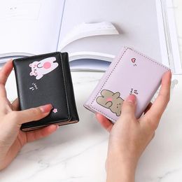 Wallets Short Cute Small Student Fold Card Holder Girl ID Bag Coin Purse Ladies Cartoon Bags Women