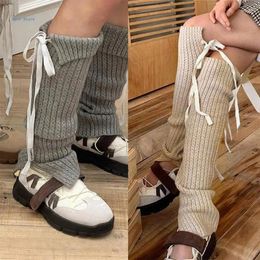 Women Socks Bow Lace Up Knitted Long Warm Students Girls 90s Boot Party Casual Y2K Streetwear Gift