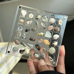 Decorative Plates Acrylic Magnetic Seashell Storage Box 36/64 Grids Rock Display Case Collection For Bead Nail Jewellery