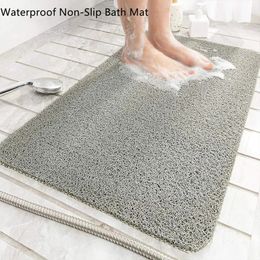 1Pc bathroom anti slip mat Mildew waterproof shower mat soft massage home bathroom kitchen PVC washable quick drying floor carpet 240510