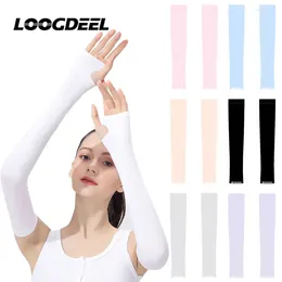 Knee Pads 1Pair Arm Sleeves Solid Color Summer Cool Quick Dry Breathable Ice Silk Cycling Oversleeve Running Fishing Sunscreen Support