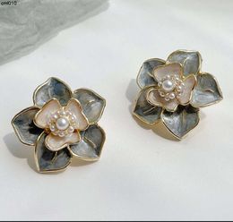 Stud Earrings Colorful l Vintage Chic Sterling Silver Three-dimensional Flower Shape Ear Clip and for Woman Student Jewelry Ovif