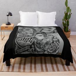 Blankets Sad Eyes Chola Clown Chicano Art Black And Grey Throw Blanket Custom