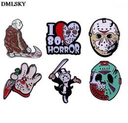 DMLSKY Friday the 13th Pins Horror killer Jason Voorhees Brooch Metal Badge for Clothes Shirt Collar Enamel Pin Fans Gifts M4604191761639