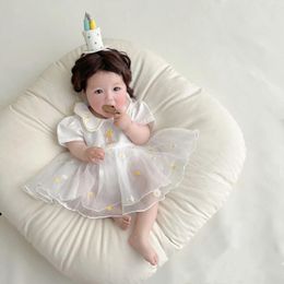 Girl Dresses Baby Clothing Girls Dress Cute Princess 2024 Summer Short Sleeve Casual Simple Flower Sweet