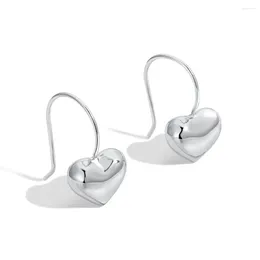 Stud Earrings Fashionable 925 Sterling Silver Minimalist Plain Elegant Temperament Heart-shaped Perforated