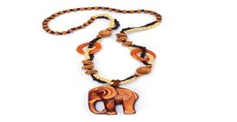 New 2020 Boho Ethnic Jewelry Long Hand Made Bead Wood Elephant Pendant Maxi Necklace for Women Whole Rope Chain Trendy1599839