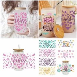 Window Stickers 16OZ UV DTF Cup Wraps Transfer Sticker For Glass DIY Durable Waterproof Logo Can Mother's Day Gift G0W3