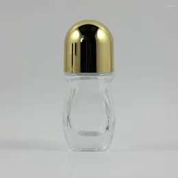 Storage Bottles 100pcs/lot Glass 30ml Empty Roll On Bottle Clear With Black/Gold Cap