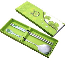 Whole Stainless Steel Chopsticks Spoon Suit Gift Box For Home Restaurant High Quality D552003615