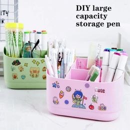 Storage Boxes Plastics Pen Holder Desktop Organiser DIY Stickers Penholder Square Multifunctional Makeup Brush For Shool