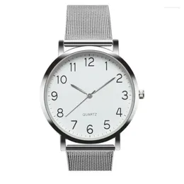 Wristwatches Men Watches Simple Business Analog Alloy Vintage Quartz Watch Arabic Number Strap Round Dial Classic Mesh Belt Reloj Hombre