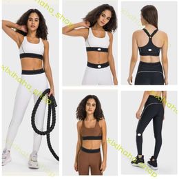 Al-0010 Adjustable Shoulder Strap Sports Bra Elastic Waist Training Yoga Pants Women Activewear Set 723