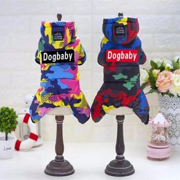 Dog Apparel Warm Four Legs Cotton Hooded Pet Winter Jacket Coat Two Color Selection From S To XXL Dogs Jumpsuit Clothing