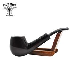 HORNET 152MM 598 Inches Black Ebony Wooden Smoking Pipe With Bowl Premium Wooden Pipe Portable Smoking Tobacco Pipe Accessories1286170