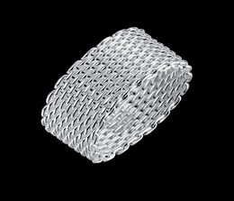 Net Rings 925 Silver Plated Round Braided S925 Flat Band Ring Trendy Fashionable Generous Designed Party Dancing Elegant Gifts POT5782073