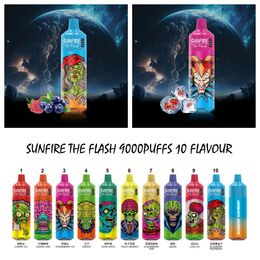 Sunfire 9k puff e cigarette disposable vape puff 9000 tornado puffs bar rechargeable battery 0% 2% 3% 5% vapes pen RGB light kit prefilled carts pod 12k Mesh Coil