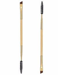 Beauty Girl Makeup Bamboo Handle Double Eyebrow Brush Eyebrow Comb Eye Definer Brush Professional Small Angle makeup burshes5258354