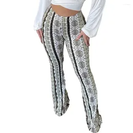 Women's Pants Women Bootcut Retro Print Flared Hem Yoga For With High Elastic Waist Slim Fit Stretchy Trousers Soft