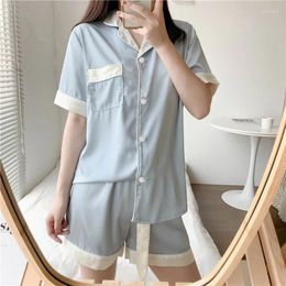 Home Clothing Korean Ins Simple Style Solid Women's Summer Pajamas Fresh Classy Y2k Fashion Female Short Nightgown 2024 Casual Lady Lounge