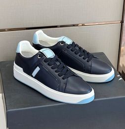 Men Sneakers B-Court Shoes Smooth Leather Trainers White Black Navy Calf Leather Chunky Rubber Outer Sole Party Dress Skateboard Walking EU38-46