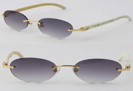 New Model Luxury White Genuine Natural Horn Metal Rimless Sunglasses Woman Design Classical Model Sun glasses Man Fashion 18K Gold1066671