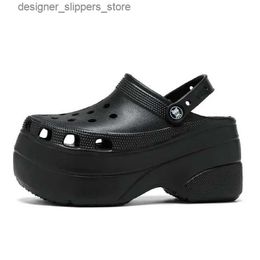 Slippers Summer EVA Hole Shoes 2024 Clogs Slide Womens Platform Outdoor Slide 5cm 10cm Sole High Heel Beach Sandals Garden Shoes Q240511
