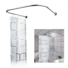 Shower Curtains U-Shaped Curtain Rod Stainless Steel Set Adjustable Bar For Bathroom