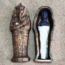 Decorative Figurines Ancient Egyptian King Pharaoh Coffin Mummy Miniature Model Pyramid Magic Tool Resin Ornaments Home Decoration Crafts