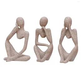 Decorative Figurines 3pcs Thinker Statue Collectible Resin Abstract Character Sculptures Desktop Ornaments Christmas Gifts Home Decor For