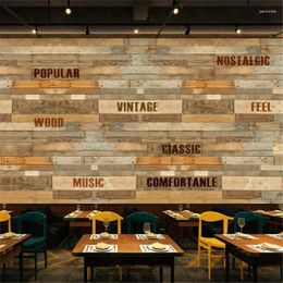 Wallpapers Mural Custom Wallpaper 3D Three-dimensional Personality European And American Wood Grain English Alphabet Background Wall