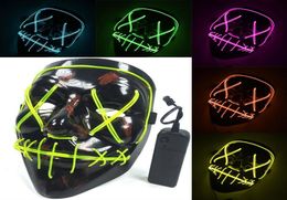 LED Halloween Masks EL Wire Glowing Mask Black Horror Ghost Mask Masquerade Birthday party Carnival Cosplay Full Face Masks 10 Col9757615