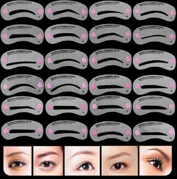 24pcsset 24 Styles Eyebrow Stencils Reusable Eyebrow Drawing Guide Card Brow Grooming Template Home Use DIY Make Up Tools kits2812223